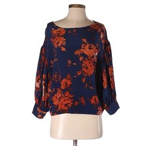 Anthropologie Odille Floral Bubble Sleeve Top